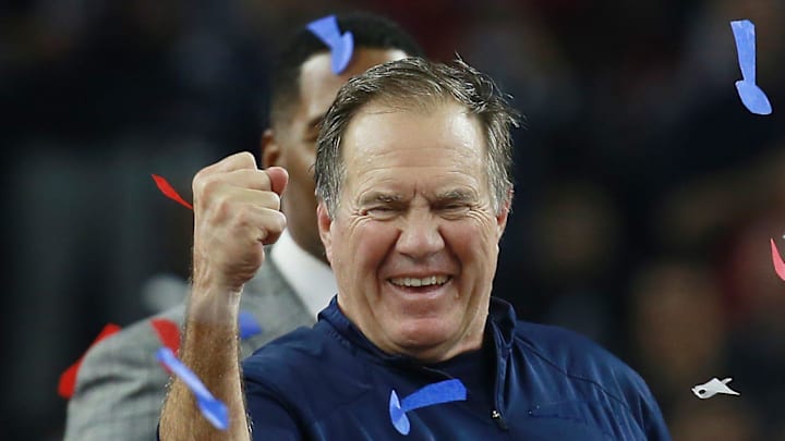 2017: Bill Belichick celebrates after Super Bowl LI where the New England Patriots vs The Atlanta Falcon at NRG Stadium, Houston.