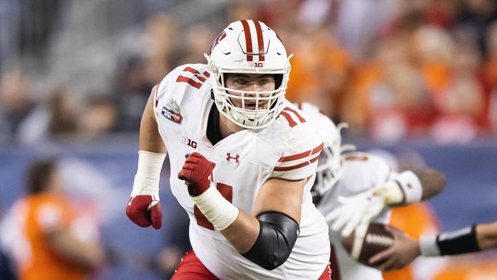 Atlanta Falcons undrafted free agent and former Wisconsin Badgers offensive lineman Riley Mahlman