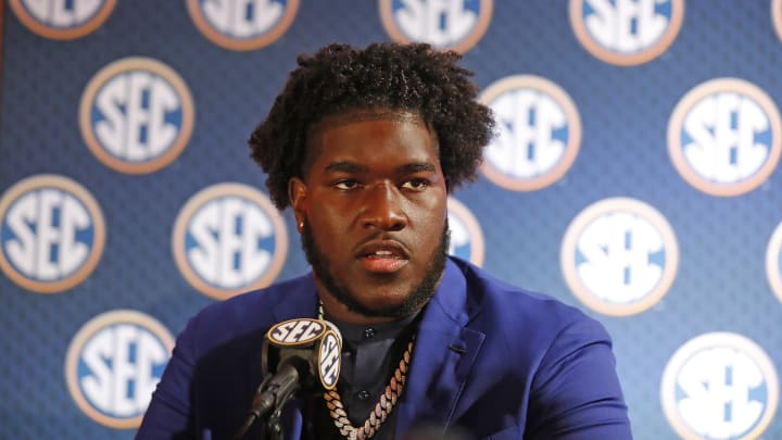 Alabama OL Tyler Booker at SEC Media Days