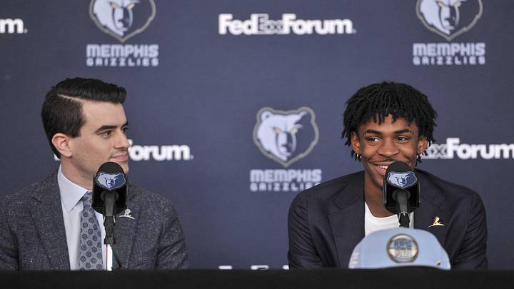 Jun 21, 2019; Memphis, TN, USA; Memphis Grizzlies executive vice president of basketball operations Zach Kleiman and Memphis Grzzlies first round pick Ja Morant at FedExForum. Mandatory Credit: Justin Ford-Imagn Images Jun 21, 2019; Memphis, TN, USA; Memphis Grizzlies executive vice president of basketball operations Zach Kleiman and Memphis Grzzlies first round pick Ja Morant at FedExForum. Mandatory Credit: Justin Ford-Imagn Images