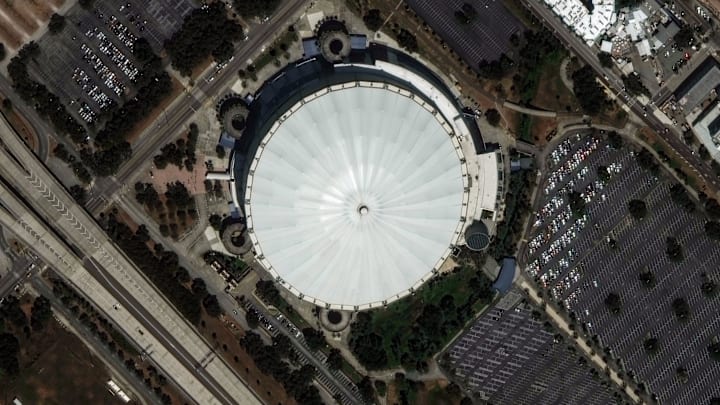 Tropicana Field viewed from overhead in June 2024.