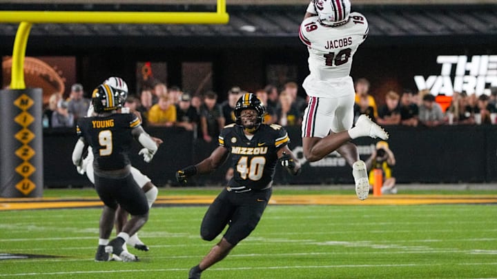 Missouri Tigers linebacker Josiah Trotter (40) attempts to defend a pass, in a game against the South Carolina Gamecocks this season. 