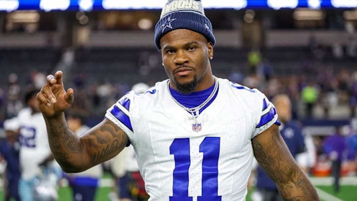 Dallas Cowboys defensive end Micah Parsons (11) reacts after the game against the Baltimore Ravens at AT&;T Stadium.