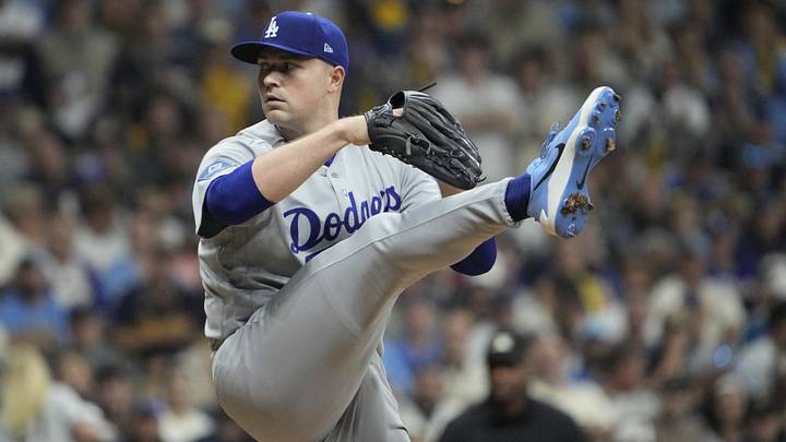 Oct 11, 2026; Milwaukee, Wisconsin, USA; Los Angeles Dodgers pitcher Tarik Skubal (29) pitches against the Milwaukee Brewers in game one of the NLCS for the 2026 MLB Playoffs at American Family Field. Mandatory Credit: Michael McLoone-Imagn Images Oct 11, 2026; Milwaukee, Wisconsin, USA; Los Angeles Dodgers pitcher Tarik Skubal (29) pitches against the Milwaukee Brewers in game one of the NLCS for the 2026 MLB Playoffs at American Family Field. Mandatory Credit: Michael McLoone-Imagn Images