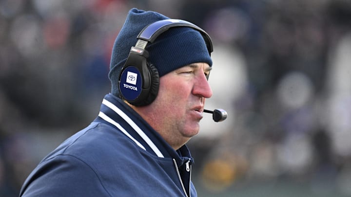 Nov 30, 2024; Chicago, Illinois, USA; Illinois Fighting Illini head coach Bret Bielema looks on against Northwestern Wildcats during the second half at Wrigley Field. Mandatory Credit: Matt Marton-Imagn Images Nov 30, 2024; Chicago, Illinois, USA; Illinois Fighting Illini head coach Bret Bielema looks on against Northwestern Wildcats during the second half at Wrigley Field. Mandatory Credit: Matt Marton-Imagn Images