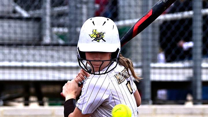 Haskell batter Rebekah Cunningham lets the baseball go past her, correctly surmising the pitcher threw a ball during Game One of Wednesday’s Best of Three series 2A DII UIL Softball Playoff between Haskell and Christoval. Final score in Game One was 10-0, Haskell.