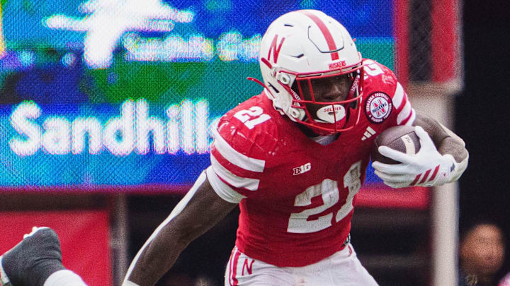 Nebraska running back Emmett Johnson is one of two 1,000 yard rushers so far in 2025. 