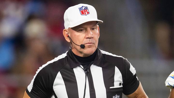 Oct 21, 2024; Glendale, Arizona, USA; NFL referee Clete Blakeman during the Arizona Cardinals game against the Los Angeles Chargers at State Farm Stadium. Oct 21, 2024; Glendale, Arizona, USA; NFL referee Clete Blakeman during the Arizona Cardinals game against the Los Angeles Chargers at State Farm Stadium.