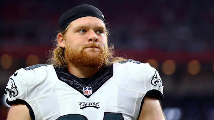 Oct 26, 2014; Glendale, AZ, USA; Philadelphia Eagles defensive tackle Beau Allen (94) against the Arizona Cardinals at University of Phoenix Stadium. The Cardinals defeated the Eagles 24-20. Mandatory Credit: Mark J. Rebilas-Imagn Images