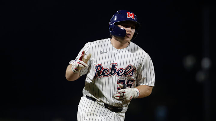 University of Mississippi baseball player Will Furniss (36) rounds third base during the Governor’s Cup against Mississippi State University at Trustmark Park on April 22, 2025, in Pearl, Miss. University of Mississippi baseball player Will Furniss (36) rounds third base during the Governor’s Cup against Mississippi State University at Trustmark Park on April 22, 2025, in Pearl, Miss.
