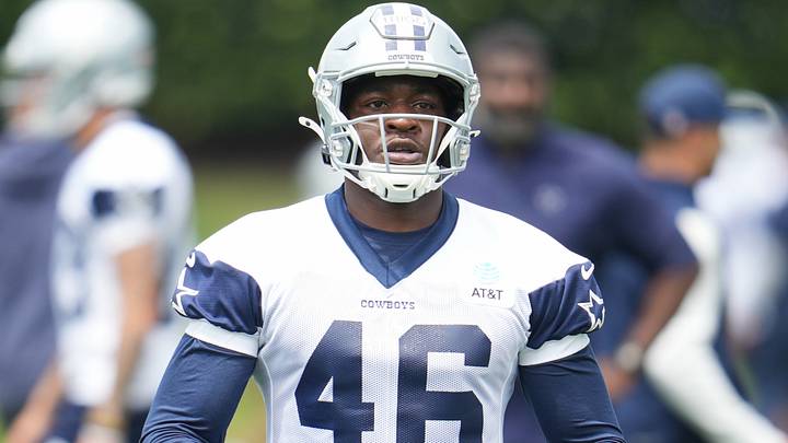 Dallas Cowboys tight end Michael Trigg (46) goes through a drill during practice at the Ford Center at the Star Training Facility in Frisco, Texas. Mandatory Credit: Chris Jones-Imagn Images Dallas Cowboys tight end Michael Trigg (46) goes through a drill during practice at the Ford Center at the Star Training Facility in Frisco, Texas. Mandatory Credit: Chris Jones-Imagn Images