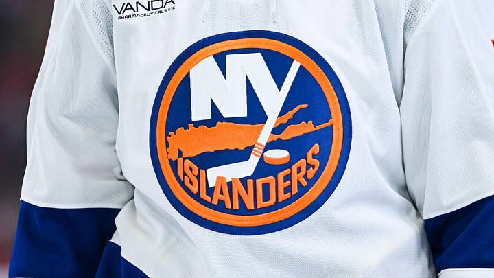 Feb 26, 2026; Montreal, Quebec, CAN; View of a New York Islanders logo on a jersey worn by a member of the team during the third period at Bell Centre. Feb 26, 2026; Montreal, Quebec, CAN; View of a New York Islanders logo on a jersey worn by a member of the team during the third period at Bell Centre.