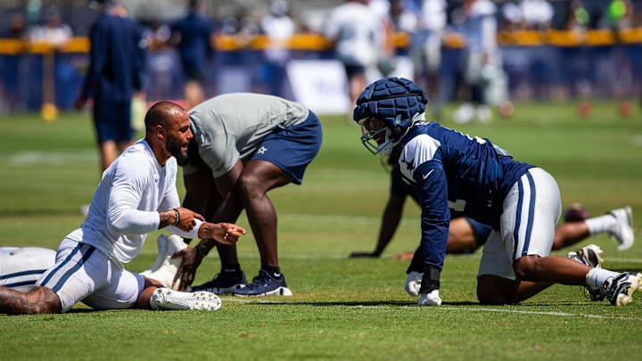 Dallas Cowboys quarterback Dak Prescott and Micah Parsons during training camp in Oxnard, California. 