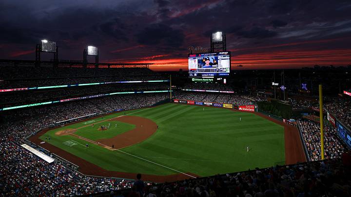 Aug 21, 2026; Philadelphia, Pennsylvania, USA; General view of Citizens Bank Park at sunset during the fifth inning between the Philadelphia Phillies and the St. Louis Cardinals. Mandatory Credit: Bill Streicher-Imagn Images