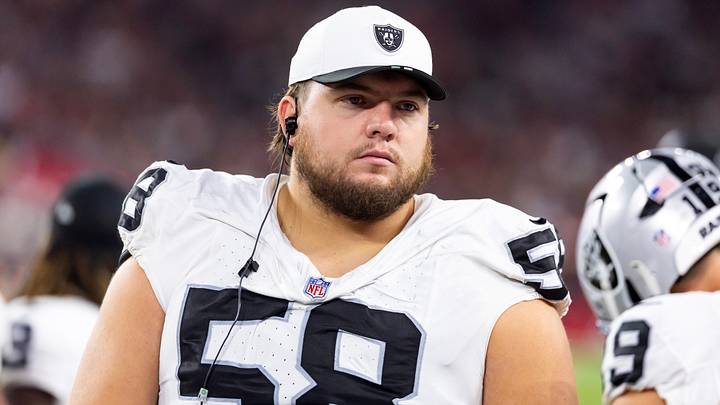 Las Vegas Raiders center Jackson Powers-Johnson (58) Las Vegas Raiders center Jackson Powers-Johnson (58)
