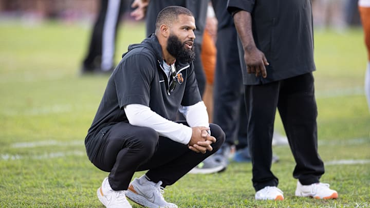 Tocoi Creek Toros head coach Zach Harbison makes a comment before a game against the Buchholz Bobcats at Citizens Field in Gainesville, FL on Monday, October 14, 2024. [Matt Pendleton/Gainesville Sun]
