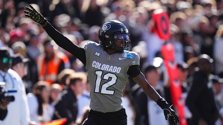 Nov 16, 2024; Boulder, Colorado, USA; Colorado Buffaloes wide receiver Travis Hunter (12) calls for the ball in the first quarter against the Utah Utes at Folsom Field. Mandatory Credit: Ron Chenoy-Imagn Images