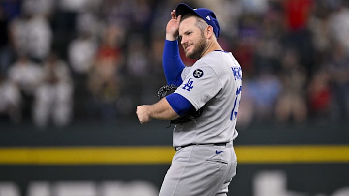 Apr 20, 2025; Arlington, Texas, USA; Los Angeles Dodgers third baseman Max Muncy (13) after the game between the Texas Rangers and the Los Angeles Dodgers at Globe Life Field. Mandatory Credit: Jerome Miron-Imagn Images Apr 20, 2025; Arlington, Texas, USA; Los Angeles Dodgers third baseman Max Muncy (13) after the game between the Texas Rangers and the Los Angeles Dodgers at Globe Life Field. Mandatory Credit: Jerome Miron-Imagn Images