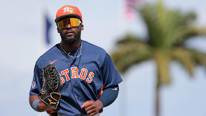Taylor Trammell (26) returns to the dugout against the St. Louis Cardinals during the fourth inning at CACTI Park of the Palm Beaches. Taylor Trammell (26) returns to the dugout against the St. Louis Cardinals during the fourth inning at CACTI Park of the Palm Beaches.