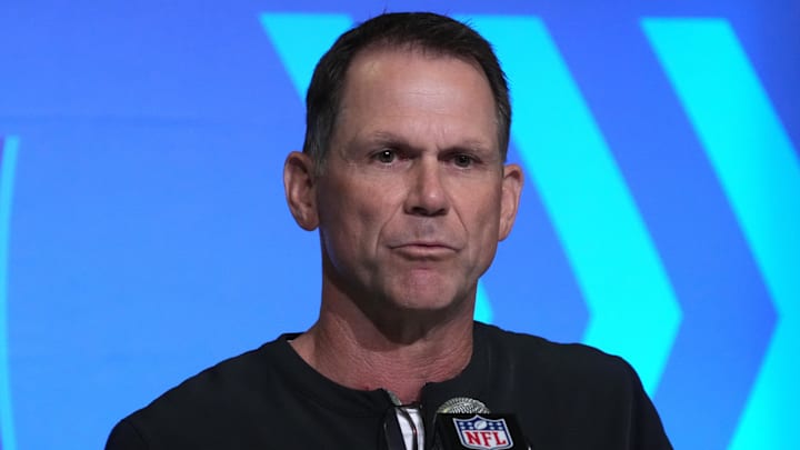 Feb 28, 2023; Indianapolis, IN, USA; Jacksonville Jaguars general manager Trent Baalke during the NFL combine at the Indiana Convention Center. Mandatory Credit: Kirby Lee-Imagn Images