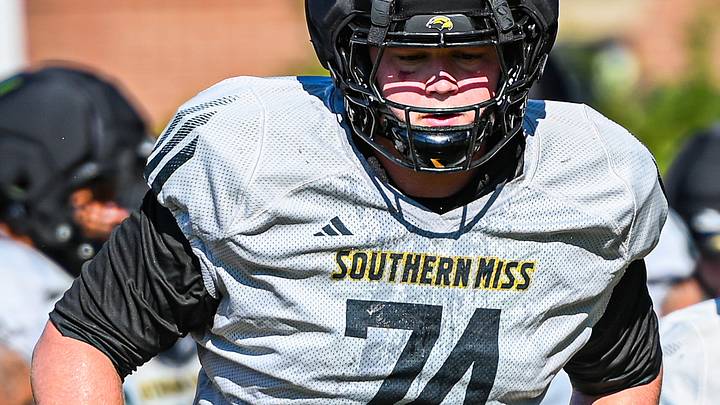 Southern Miss offensive lineman Luke Rogers during Wednesday's fall camp practice. Southern Miss offensive lineman Luke Rogers during Wednesday's fall camp practice.