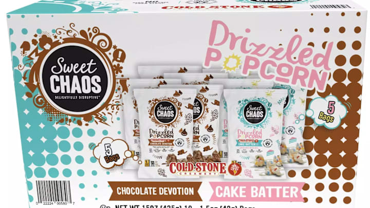 Sweet Chaos Cold Stone Drizzled Popcorn Variety Pack. Image courtesy Sam's Club