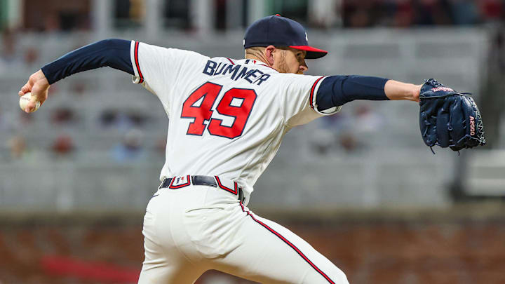 Braves reliever Aaron Bummer continues to struggle, and his velocity dropped in his second inning of work Sunday.