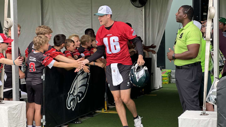 Eagles backup QB Tanner McKee is having a solid training camp. Eagles backup QB Tanner McKee is having a solid training camp.