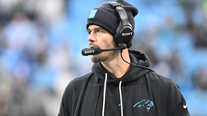 Dec 28, 2025; Charlotte, North Carolina, USA; Carolina Panthers head coach Dave Canales on the sidelines in the fourth quarter at Bank of America Stadium. Mandatory Credit: Bob Donnan-Imagn Images Dec 28, 2025; Charlotte, North Carolina, USA; Carolina Panthers head coach Dave Canales on the sidelines in the fourth quarter at Bank of America Stadium. Mandatory Credit: Bob Donnan-Imagn Images