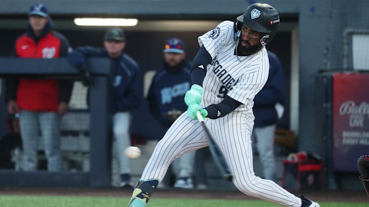 Hudson Valley’s Roderick Arias at bat during opening day versus Wilmington at Heritage Financial Park on April 7, 2026.
