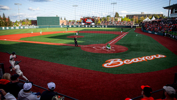 Oregon State faces Oregon on Tuesday, April 29, 2025 at Goss Stadium in Corvallis, Ore.