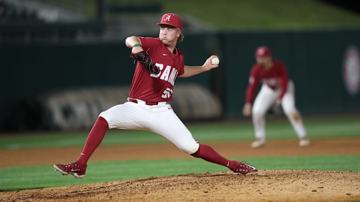 Alabama pitcher Connor Lehman (50).
