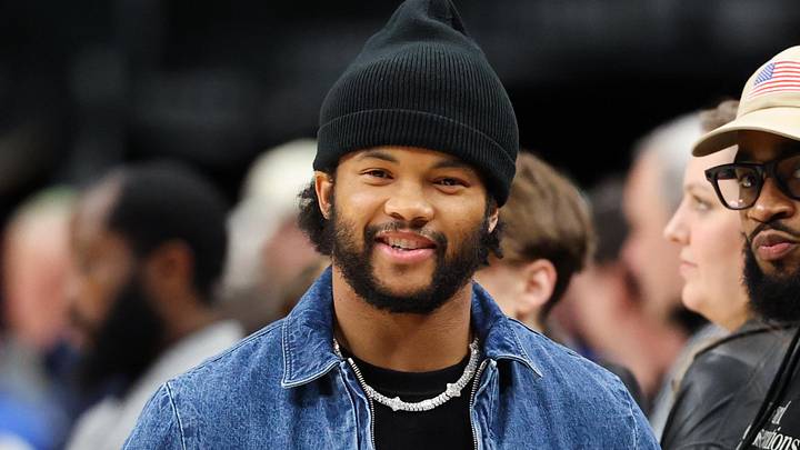 Jan 28, 2026; Dallas, Texas, USA;  Arizona Cardinals quarterback Kyler Murray attends the game between the Dallas Mavericks and Minnesota Timberwolves at American Airlines Center. Mandatory Credit: Kevin Jairaj-Imagn Images