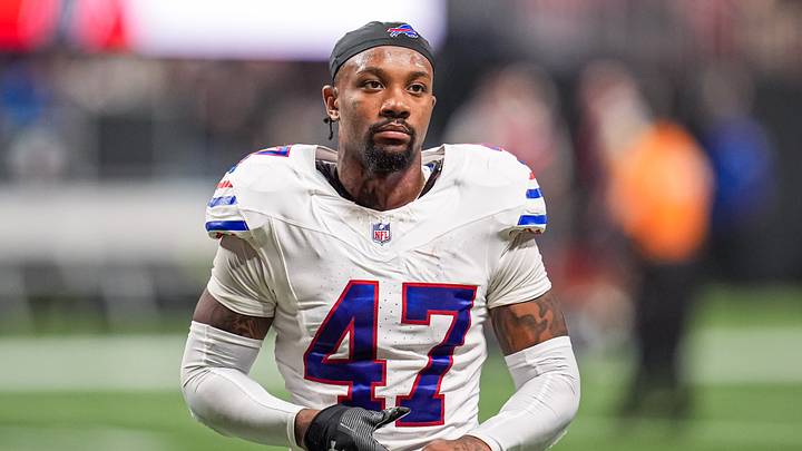 Oct 13, 2025; Atlanta, Georgia, USA; Buffalo Bills cornerback Christian Benford (47) on the field against the Atlanta Falcons at Mercedes-Benz Stadium. Oct 13, 2025; Atlanta, Georgia, USA; Buffalo Bills cornerback Christian Benford (47) on the field against the Atlanta Falcons at Mercedes-Benz Stadium.