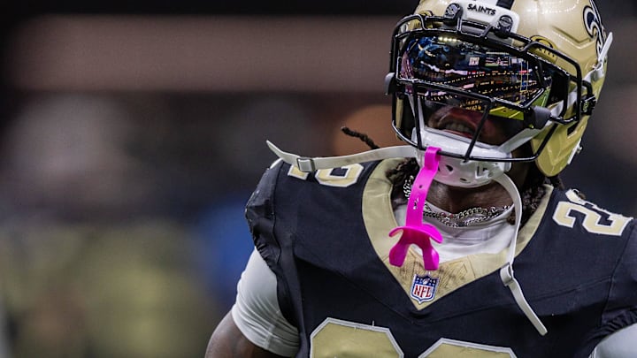 Sep 14, 2025; New Orleans, Louisiana, USA; New Orleans Saints wide receiver Rashid Shaheed (22) during warmups against the San Francisco 49ers at Caesars Superdome. Sep 14, 2025; New Orleans, Louisiana, USA; New Orleans Saints wide receiver Rashid Shaheed (22) during warmups against the San Francisco 49ers at Caesars Superdome.