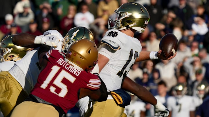 Boston College DL Quintayvious Hutchins vs Notre Dame. Boston College DL Quintayvious Hutchins vs Notre Dame.