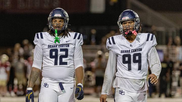 Kasi Currie (left) and Marcus Fakatou make up a ferocious defensive line at Sierra Canyon. Kasi Currie (left) and Marcus Fakatou make up a ferocious defensive line at Sierra Canyon.