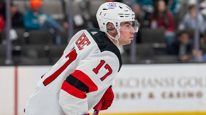 New Jersey Devils defenseman Simon Nemec (17): Neville E. Guard-Imagn Images