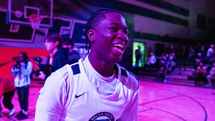 Jan 2, 2026; Mesa, AZ, USA; CIA Bella Vista (AZ) guard Miles Sadler (1) against Oak Cliff Faith Family Academy (TX) during the HoopHall West Tournament at Skyline High School. Mandatory Credit: Mark J. Rebilas-Imagn Images Jan 2, 2026; Mesa, AZ, USA; CIA Bella Vista (AZ) guard Miles Sadler (1) against Oak Cliff Faith Family Academy (TX) during the HoopHall West Tournament at Skyline High School. Mandatory Credit: Mark J. Rebilas-Imagn Images