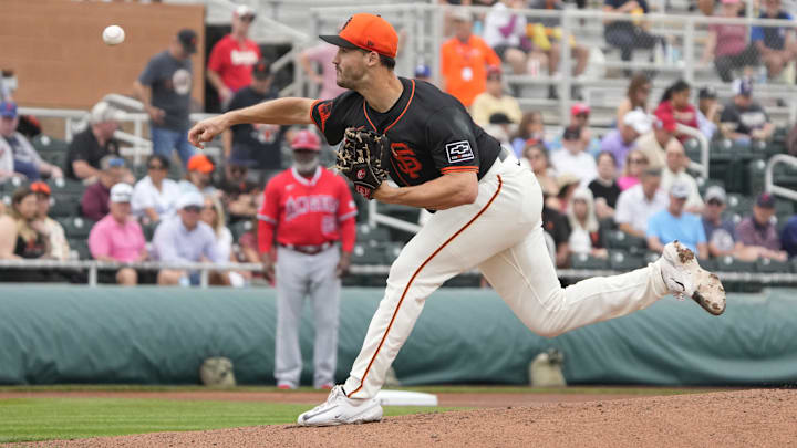 Feb 26, 2024; Scottsdale, Arizona, USA; San Francisco Giants pitcher Mason Black (82)