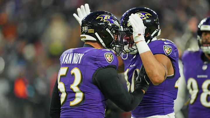 Baltimore Ravens linebacker Kyle Van Noy and Baltimore Ravens defensive tackle Travis Jones. Mandatory Credit: Mitch Stringer-Imagn Images Baltimore Ravens linebacker Kyle Van Noy and Baltimore Ravens defensive tackle Travis Jones. Mandatory Credit: Mitch Stringer-Imagn Images
