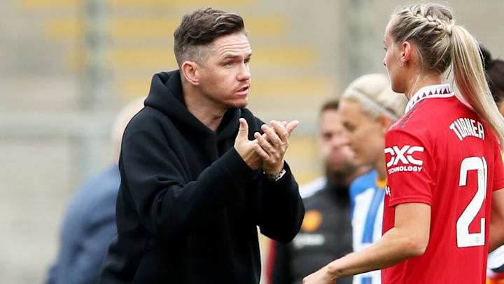 Marc Skinner faced questions from the media as Man Utd prepare to face Leicester in the WSL Marc Skinner faced questions from the media as Man Utd prepare to face Leicester in the WSL