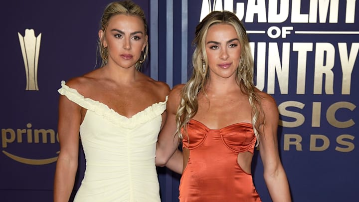 Cavinder Twins walks the carpet at the 59th ACM Awards at the Ford Center at the Star in Frisco, Texas, Thursday, May 16, 2024.