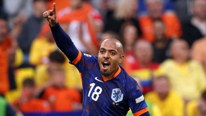 Donyell Malen a inscrit, contre la Roumanie, le premier doublé de l'Euro 2024. Donyell Malen a inscrit, contre la Roumanie, le premier doublé de l'Euro 2024.