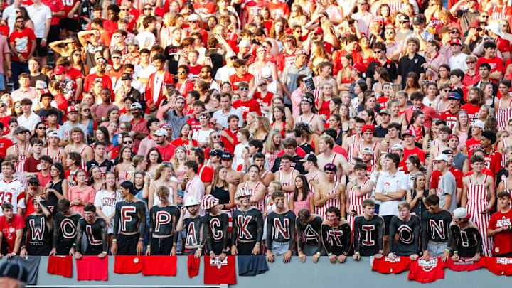 Aug 28, 2025; Raleigh, North Carolina, USA; North Carolina State Wolfpack fans during the first half of the game against East Carolina Pirates at Carter-Finley Stadium. Mandatory Credit: Jaylynn Nash-Imagn Images Aug 28, 2025; Raleigh, North Carolina, USA; North Carolina State Wolfpack fans during the first half of the game against East Carolina Pirates at Carter-Finley Stadium. Mandatory Credit: Jaylynn Nash-Imagn Images