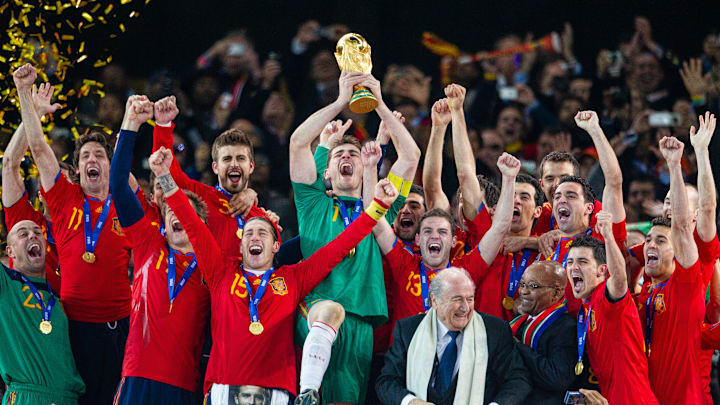 La selección española celebra el mundial de 2010
