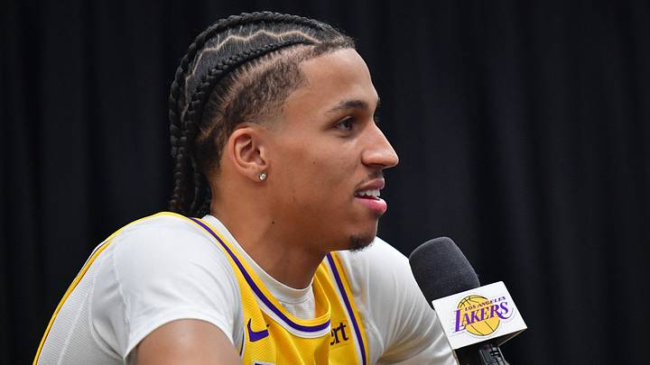 Sep 28, 2026; El Segundo, CA, USA; Los Angeles Lakers player Cameron Carr (43) during media day at UCLA Health Training Center. Mandatory Credit: Gary A. Vasquez-Imagn Images Sep 28, 2026; El Segundo, CA, USA; Los Angeles Lakers player Cameron Carr (43) during media day at UCLA Health Training Center. Mandatory Credit: Gary A. Vasquez-Imagn Images