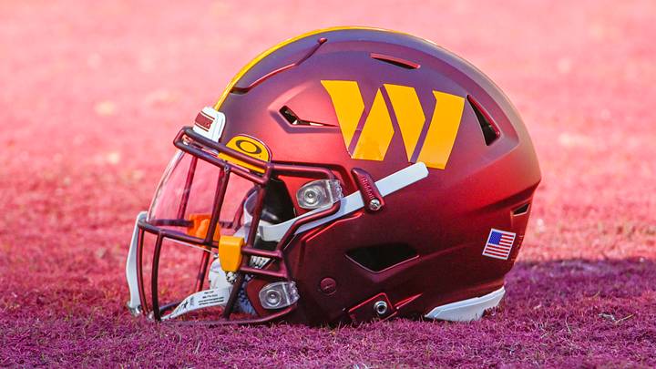 Landover, Maryland, USA; Washington Commanders helmet on the field before the game against the Cleveland Browns at FedExField. Mandatory Credit: Brad Mills-USA TODAY Sports Landover, Maryland, USA; Washington Commanders helmet on the field before the game against the Cleveland Browns at FedExField. Mandatory Credit: Brad Mills-USA TODAY Sports