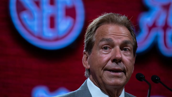 Nick Saban is a familiar face at SEC Media Days, but that was as a coach. This time around, he got stopped by a security guard. Nick Saban is a familiar face at SEC Media Days, but that was as a coach. This time around, he got stopped by a security guard.
