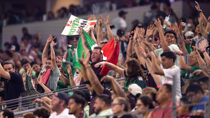 Mexico fans react in the first half of a friendly at AT&T Stadium in Arlington, Texas last September. Mandatory Credit: Brett Patzke-Imagn Images